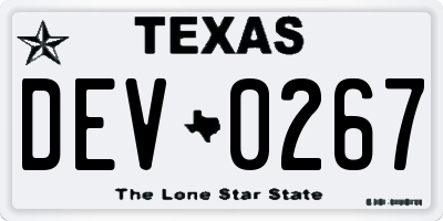 TX license plate DEV0267