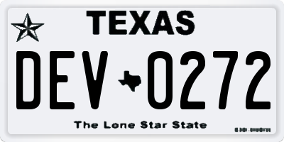 TX license plate DEV0272