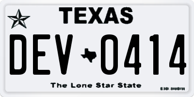 TX license plate DEV0414