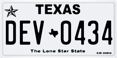 TX license plate DEV0434
