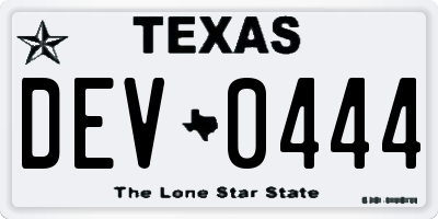 TX license plate DEV0444