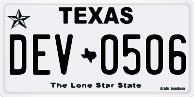 TX license plate DEV0506