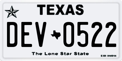 TX license plate DEV0522