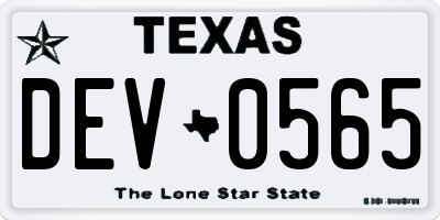 TX license plate DEV0565