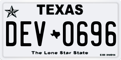 TX license plate DEV0696