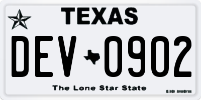 TX license plate DEV0902