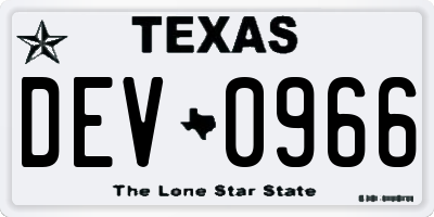 TX license plate DEV0966