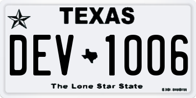 TX license plate DEV1006