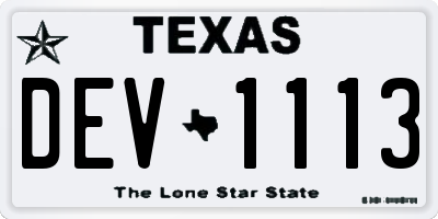 TX license plate DEV1113