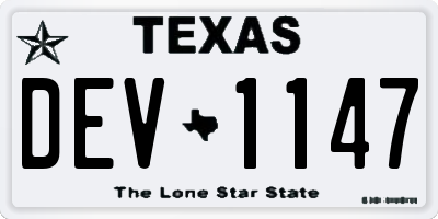 TX license plate DEV1147