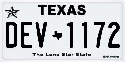 TX license plate DEV1172