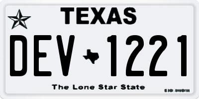 TX license plate DEV1221