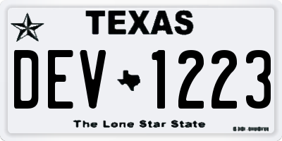 TX license plate DEV1223