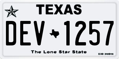 TX license plate DEV1257