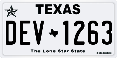 TX license plate DEV1263