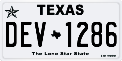 TX license plate DEV1286