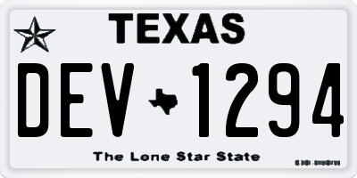 TX license plate DEV1294
