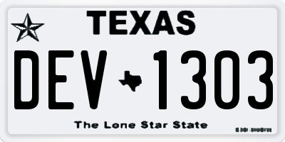 TX license plate DEV1303