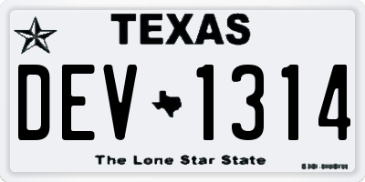 TX license plate DEV1314