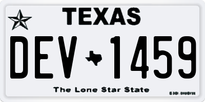 TX license plate DEV1459