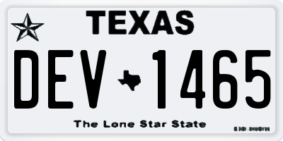 TX license plate DEV1465