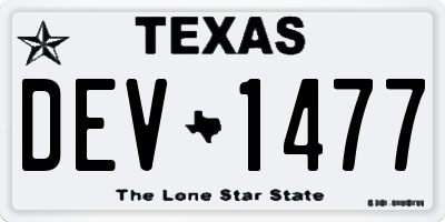 TX license plate DEV1477