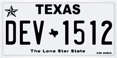 TX license plate DEV1512
