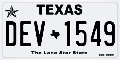 TX license plate DEV1549
