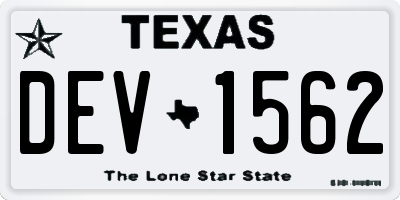 TX license plate DEV1562
