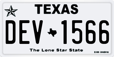 TX license plate DEV1566