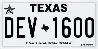 TX license plate DEV1600