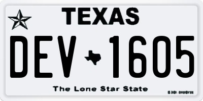 TX license plate DEV1605