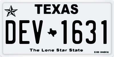 TX license plate DEV1631