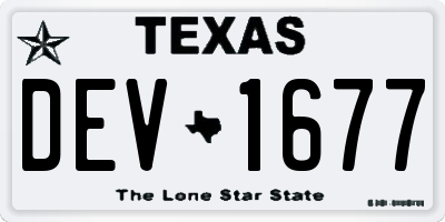 TX license plate DEV1677