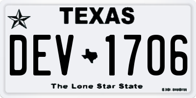 TX license plate DEV1706