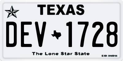 TX license plate DEV1728