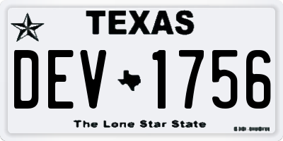 TX license plate DEV1756