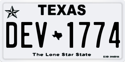 TX license plate DEV1774