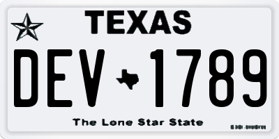 TX license plate DEV1789