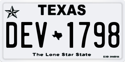 TX license plate DEV1798