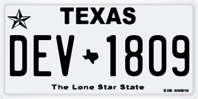 TX license plate DEV1809