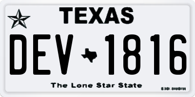 TX license plate DEV1816