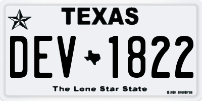 TX license plate DEV1822