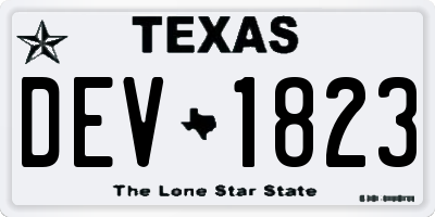 TX license plate DEV1823