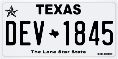 TX license plate DEV1845