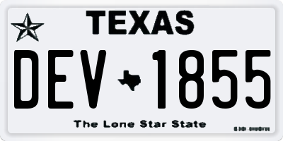 TX license plate DEV1855