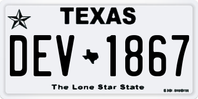 TX license plate DEV1867