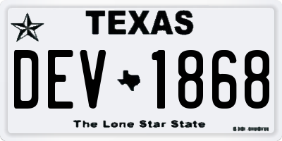 TX license plate DEV1868