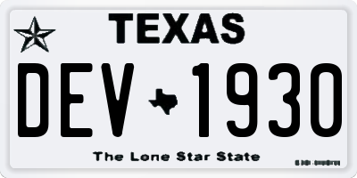 TX license plate DEV1930