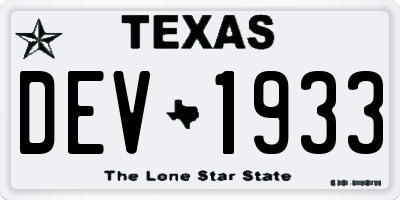 TX license plate DEV1933